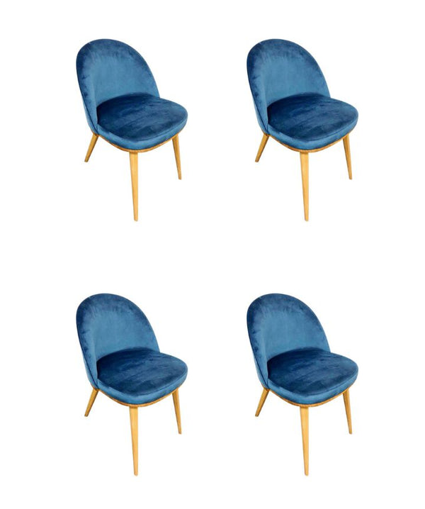 Conjunto de 2 ou 4 cadeiras de jantar Clara, estrutura em carvalho maciço, estofos em Monako Blue | NordicStory