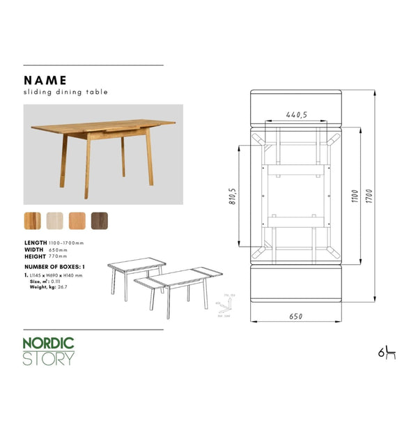 NordicStory Mesa de jantar extensível em carvalho maciço Mini 1