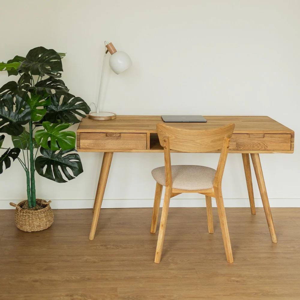 NordicStory Mesa de escrita em madeira maciça de carvalho sustentável