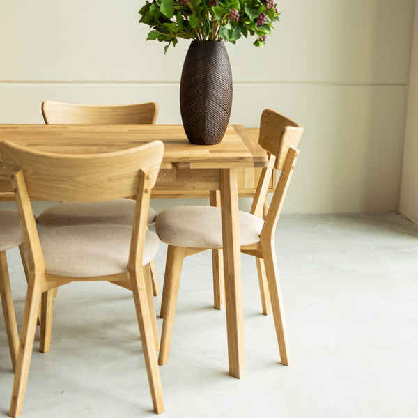 NordicStory Mesa de jantar extensível em madeira maciça de carvalho sustentável