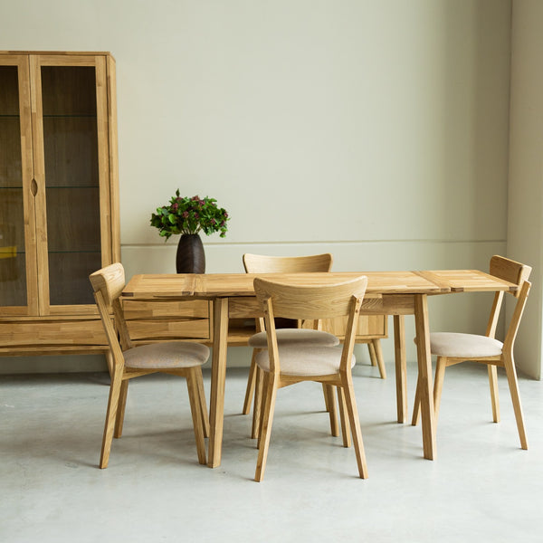 NordicStory Mesa de jantar extensível em madeira maciça de carvalho sustentável