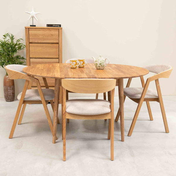 Roble.Store Mesa de jantar extensível redonda em madeira de carvalho maciço