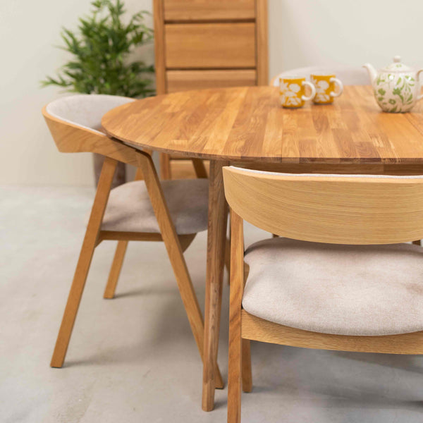 Roble.Store Mesa de jantar extensível redonda em madeira de carvalho maciço