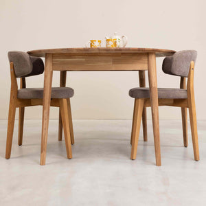 Roble.Store Mesa de jantar extensível redonda em madeira de carvalho maciço