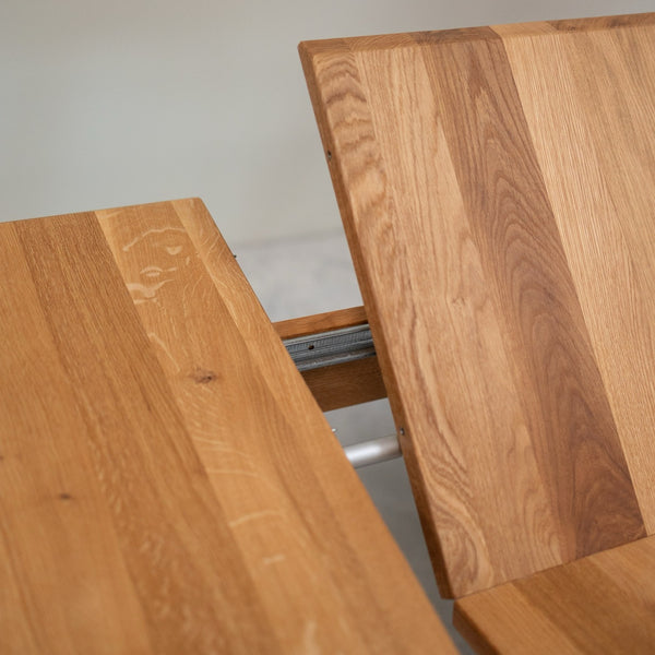 NordicStory Mesa de jantar extensível em madeira de carvalho maciço Genebra