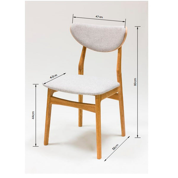 Conjunto de 2 ou 4 cadeiras de jantar Maxwell em carvalho maciço, estofadas em cinzento | VESKOR