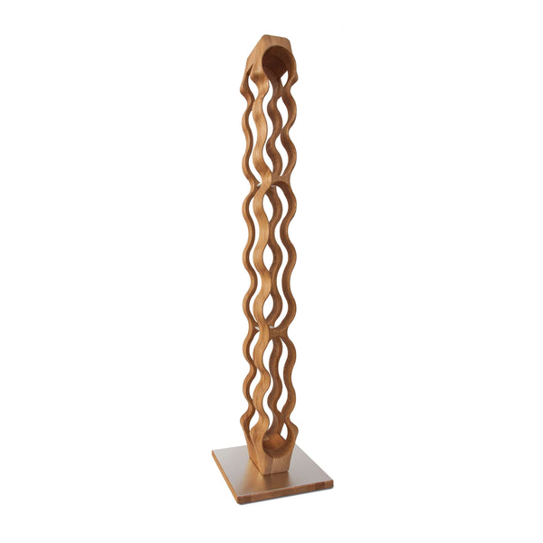 NordicStory Estante de vinho de carvalho feito à mão OMO 9, suporte de vinho para 9 garrafas