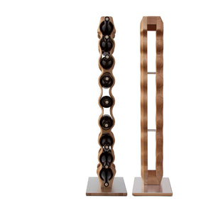 NordicStory Estante de vinho de carvalho feito à mão OMO 9, suporte de vinho para 9 garrafas