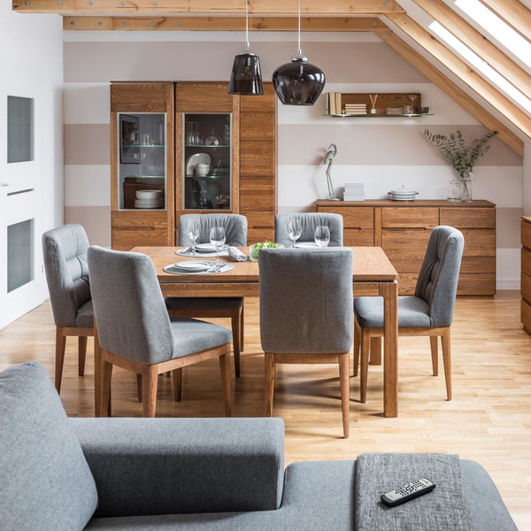 NordicStory Armário expositor de carvalho maciço desenho nórdico rústico moderno