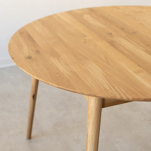 NordicStory Mesa de jantar redonda extensível em carvalho maciço