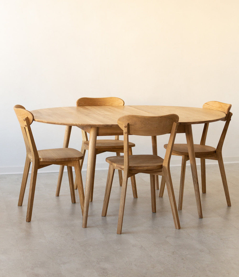 NordicStory Mesa de jantar extensível em carvalho maciço Escandi 4 120-155 x 120 x 75 cm.