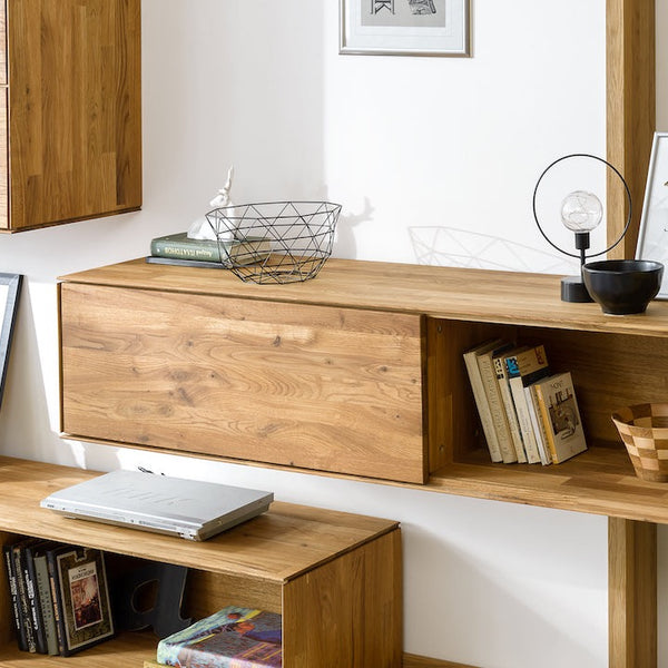 NordicStory Armário de parede flutuante de carvalho maciço Armário de parede flutuante de carvalho