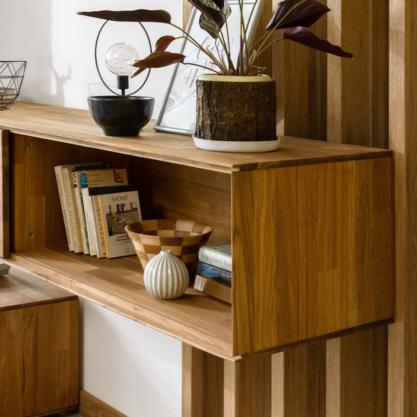 NordicStory Armário de parede flutuante de carvalho maciço Armário de parede flutuante de carvalho