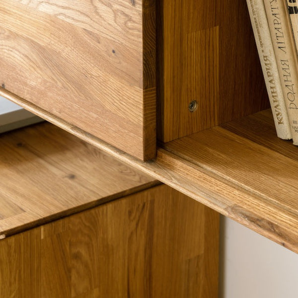 NordicStory Armário de parede flutuante de carvalho maciço Armário de parede flutuante de carvalho