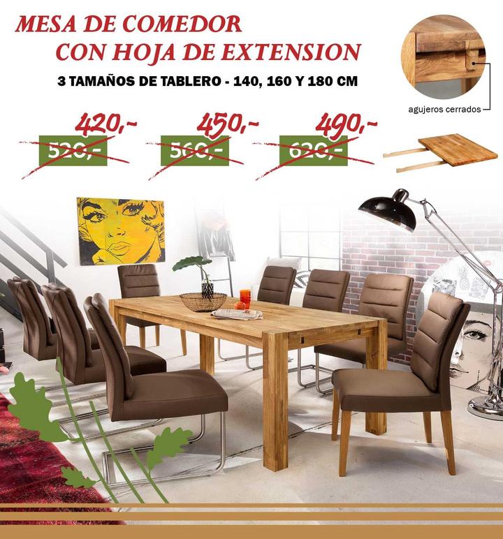 NordicStory Mesa de jantar extensível em carvalho maciço XL
