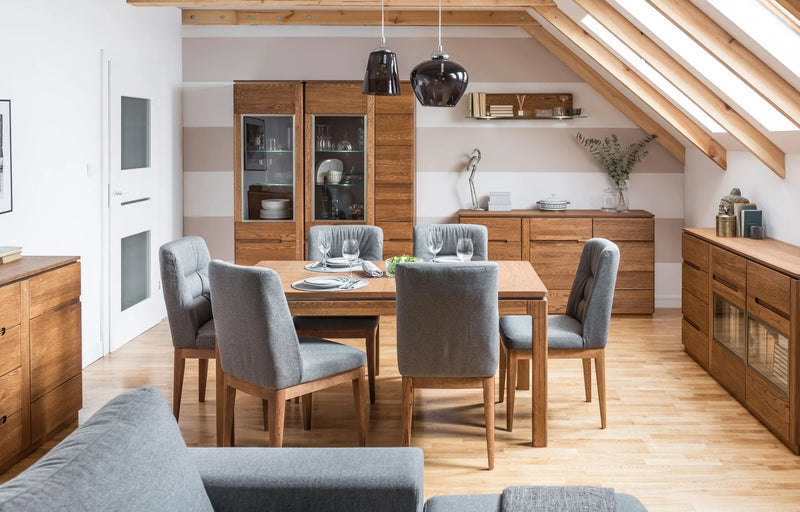 NordicStory, LoftStory, madeira maciça de carvalho, estilo nórdico, estilo escandinavo, mobiliário de sala de jantar, mesa de jantar extensível