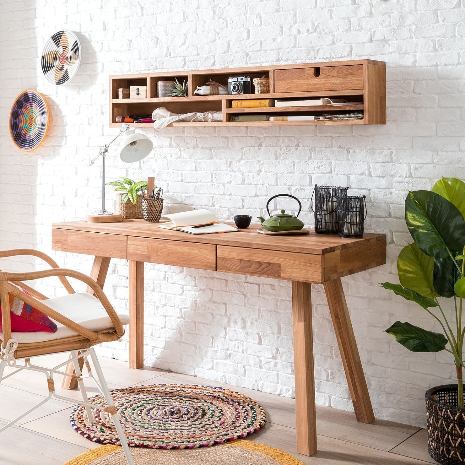 NordicStory Escandinavian Oak Solid Wood Writing Desk