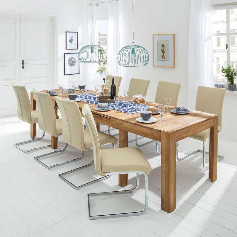 NordicStory prolongando mesa de jantar madeira maciça de carvalho rústico