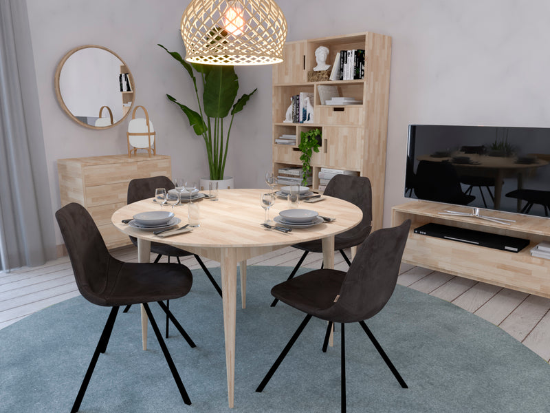 NordicStory mesa de jantar redonda extensível em carvalho maciço