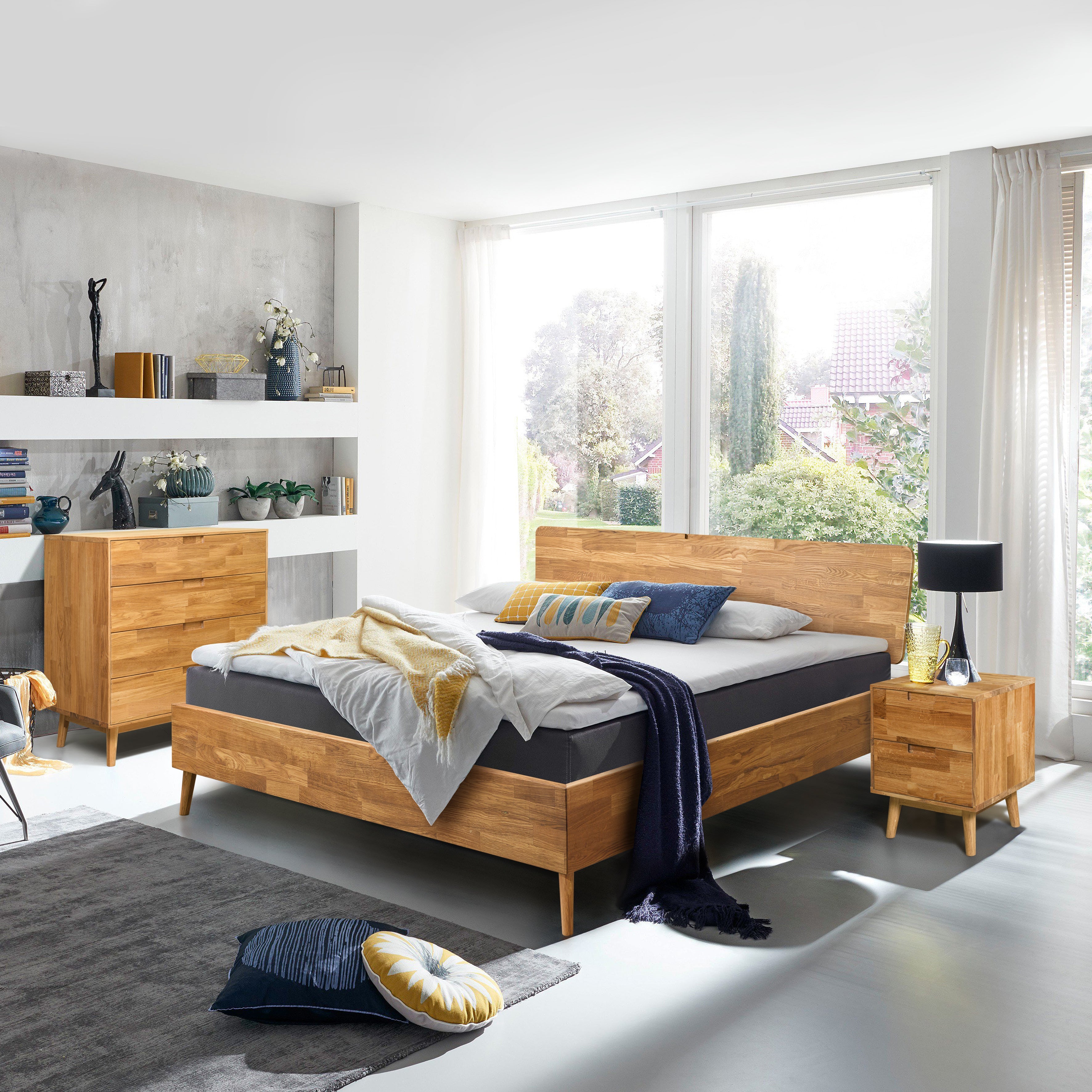 NordicStory, carvalho maciço, quarto, cama, cabeceira, mesinha de cabeceira, mesa de cabeceira, mesa de cabeceira, cómoda, cómoda, aparador