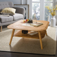 mesa de café de madeira com prateleira