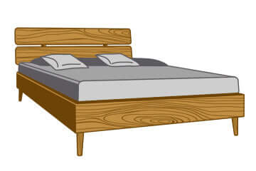 NordicStory, LoftStory, Cama de madeira maciça de carvalho, Cabeceira