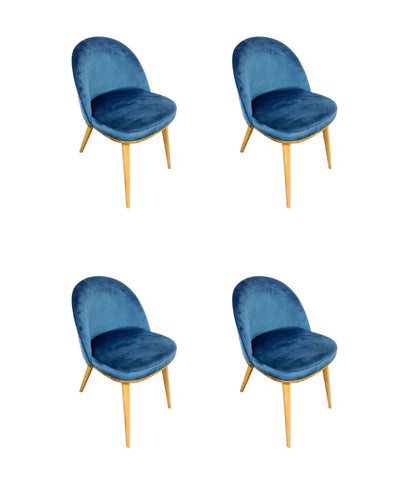 Conjunto de 2 ou 4 cadeiras de jantar Clara, estrutura em carvalho maciço, estofos em Monako Blue | NordicStory