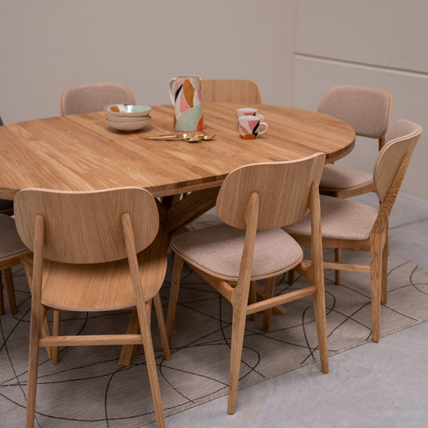 NordicStory Mesa de jantar redonda extensível Holger em carvalho maciço