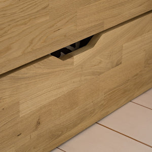 Cama Sofia em carvalho maciço com arrumação | NordicStory