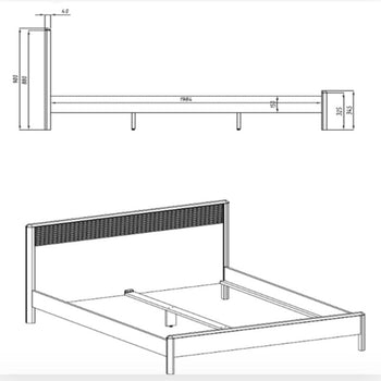 Cama de casal em madeira maciça de carvalho Oxford