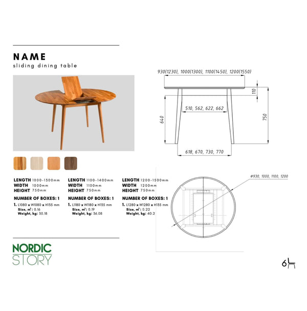 NordicStory Mesa de jantar extensível redonda em carvalho maciço Escandi 5