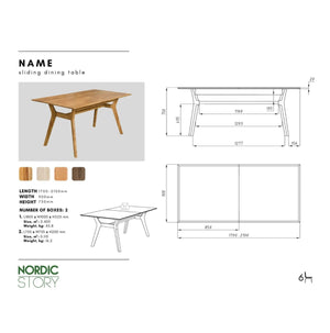 NordicStory Mesa de jantar extensível em carvalho maciço Harold