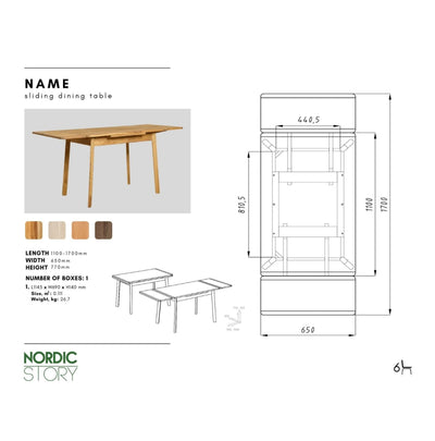NordicStory Mesa de jantar extensível em carvalho maciço Mini 1