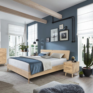 NordicStory Cama de madeira maciça de carvalho nórdico 