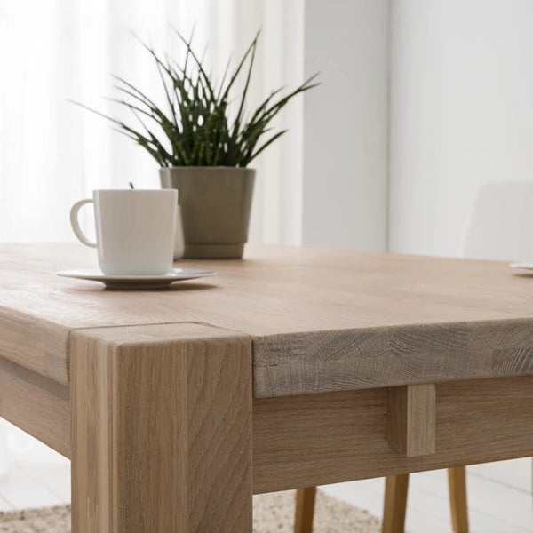 NordicStory Mesa de jantar extensível em madeira maciça de carvalho