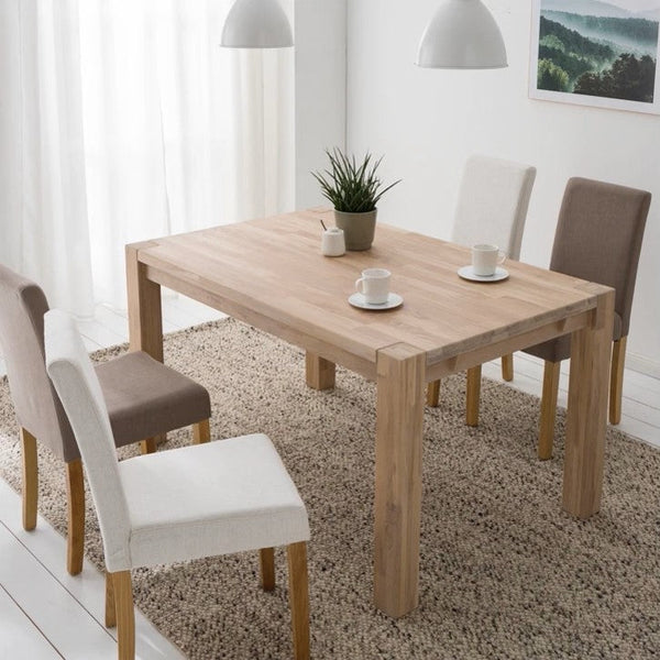 NordicStory Mesa de jantar extensível em madeira maciça de carvalho