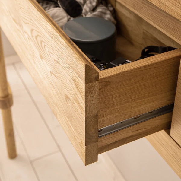 Mesa de consola flutuante NordicStory em carvalho maciço 