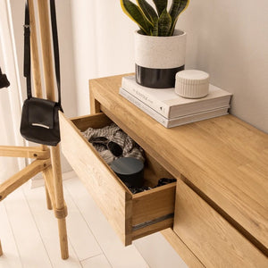 Mesa de consola flutuante NordicStory em carvalho maciço 