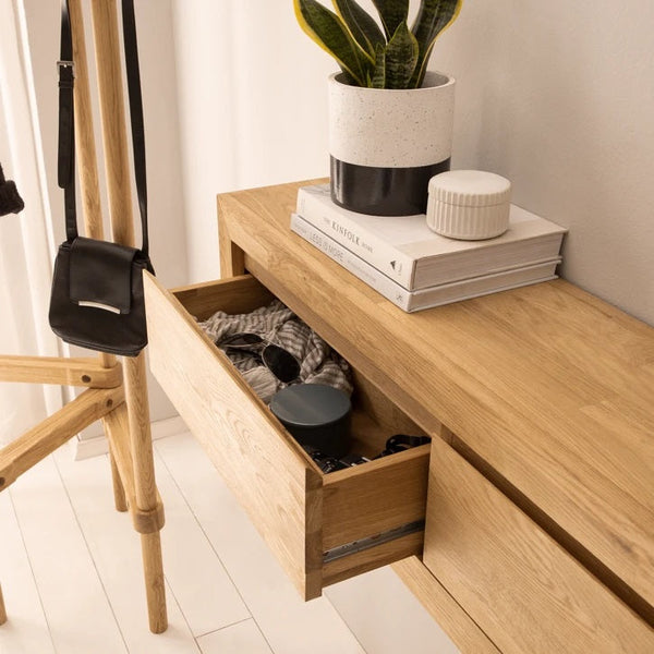 Mesa de consola flutuante NordicStory em carvalho maciço 