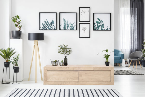 Mesa de consola flutuante NordicStory em carvalho maciço 