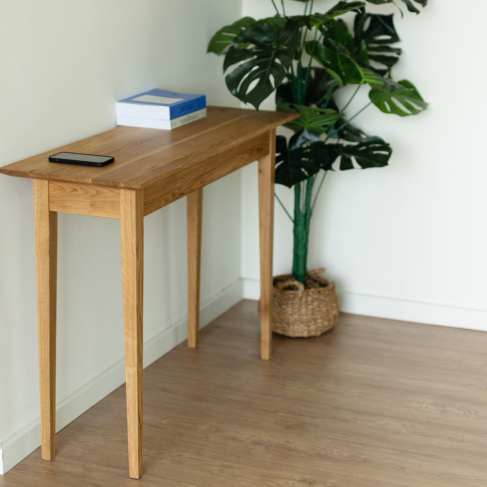 NordicStory Mesa de consola em madeira maciça de carvalho 