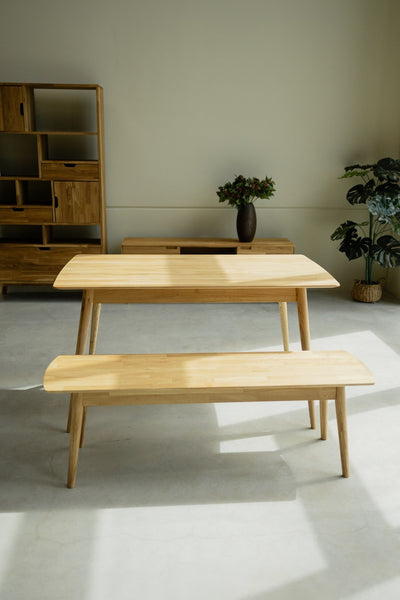 NordicStory Mesa de jantar rectangular em madeira maciça de carvalho