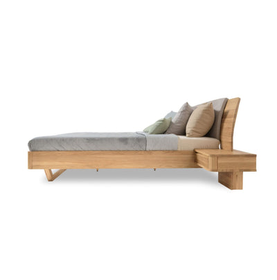 NordicStory "Alina" cama de carvalho maciço com cabeceira e 2 mesas de cabeceira flutuantes8