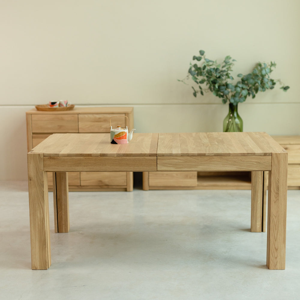 NordicStory Mesa de jantar extensível em madeira maciça de carvalho 