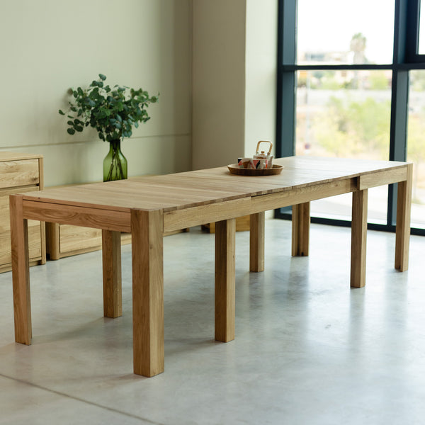 NordicStory Mesa de jantar extensível em madeira maciça de carvalho 