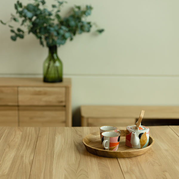 NordicStory Mesa de jantar extensível em madeira maciça de carvalho 