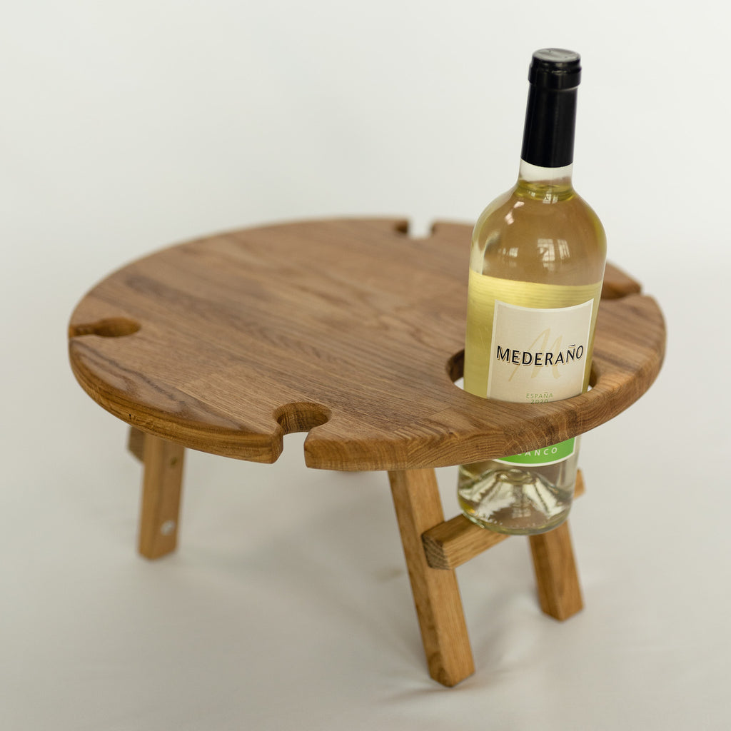 NordicStory Mini mesa de vinho dobrável em madeira maciça de carvalho mesa de piquenique dobrável em madeira maciça