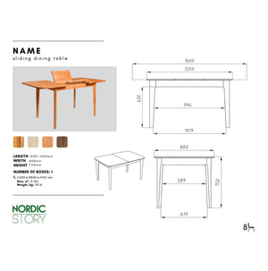 Mesa de jantar extensível em carvalho maciço França, 120-160 x 80 x 75 cm | NordicStory