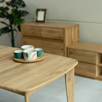 NordicStory Mesa de jantar extensível em madeira maciça de carvalho