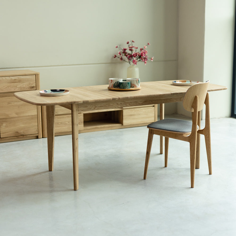 NordicStory Mesa de jantar extensível em madeira maciça de carvalho